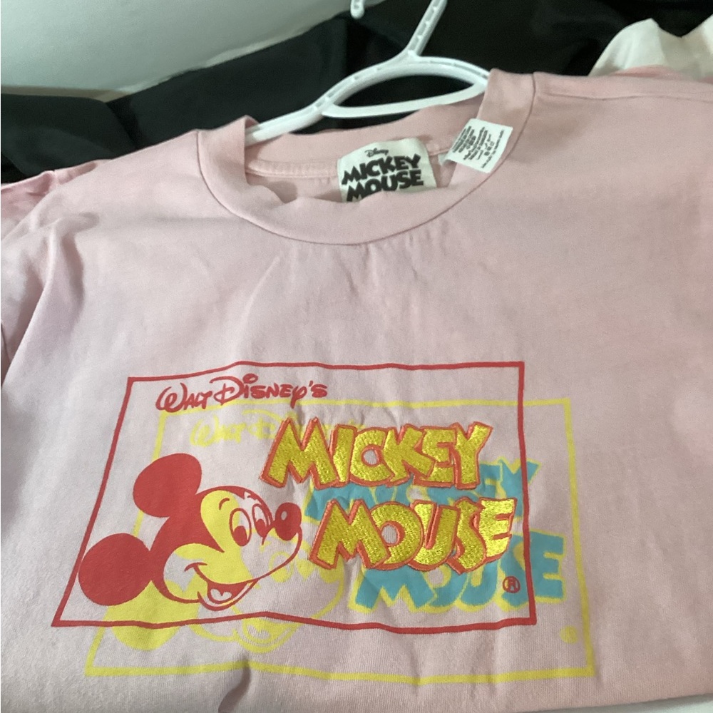Walt Disney ,Mickey Mouse ,Pink Embroidered Graphic Adult T-Shirt ,
Size Medium